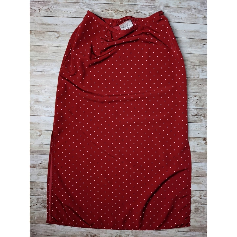 Kathie Lee Collection Red Polka Dot Maxi Skirt